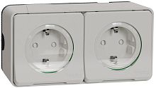 Розетка накладная с заземлением Schneider Electric Mureva Styl 2-м. крышка шторки IP55 белый картинка